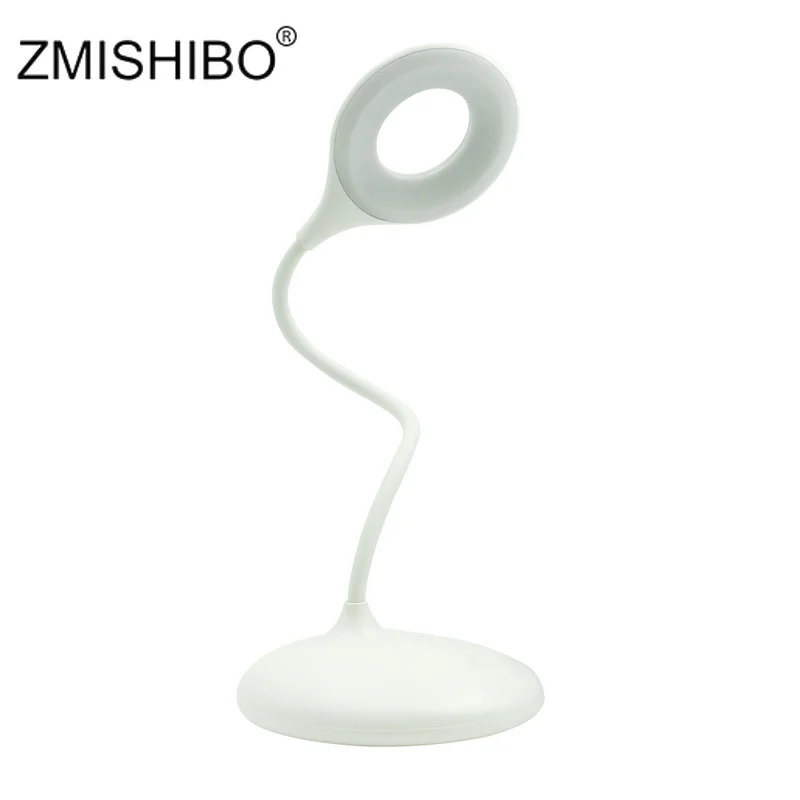 

ZMISHIBO 5V LED Table Lamps USB Circle Shape Flexible Rechargeable Bed Night Light White 3W Body Touch Dimmer Reading Desk Lamp