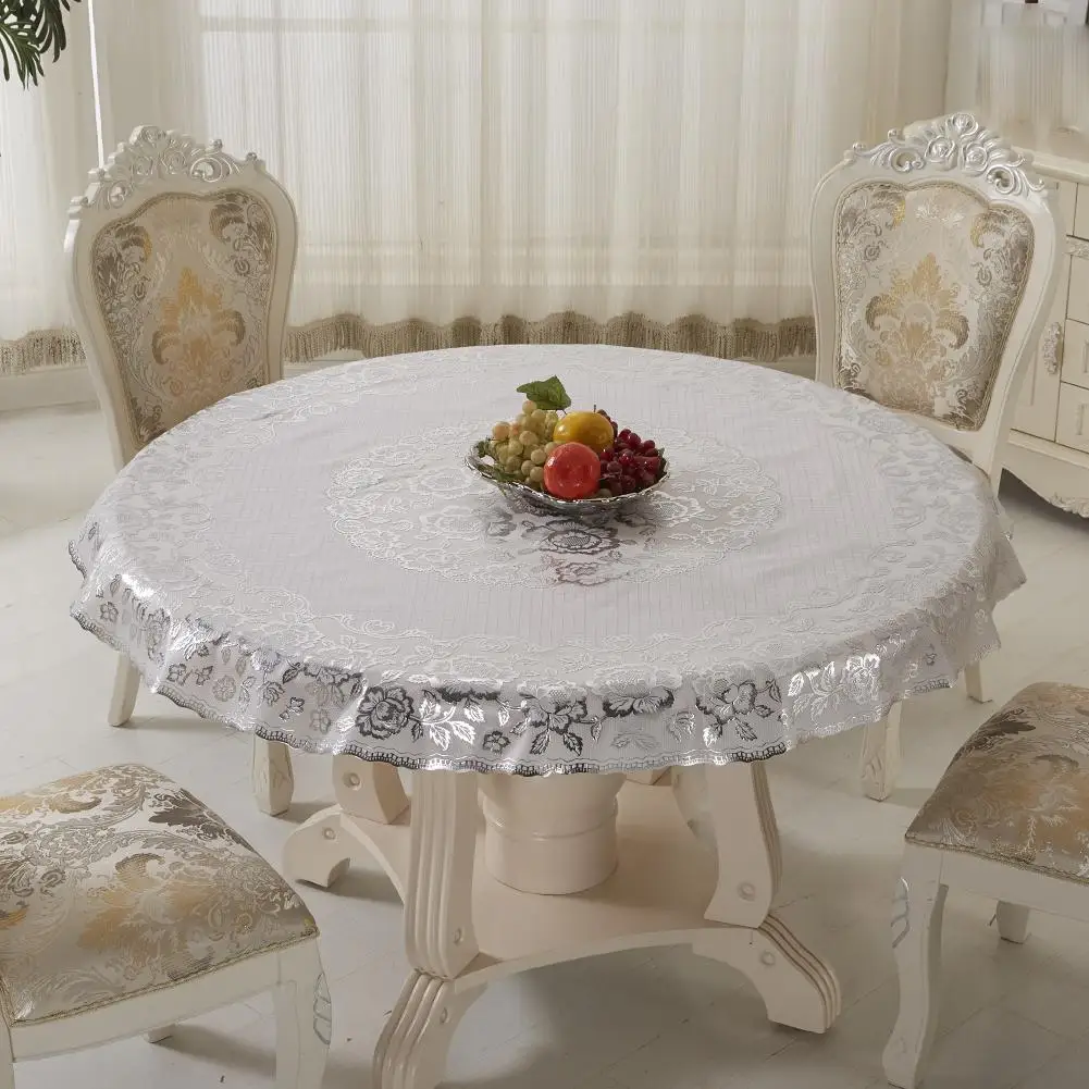 

PVC Anti-fouling, Waterproof And Oil Proof Tablecloth Gilt Round Table Cloth Easy Cleaning Table Cloth Home Textile