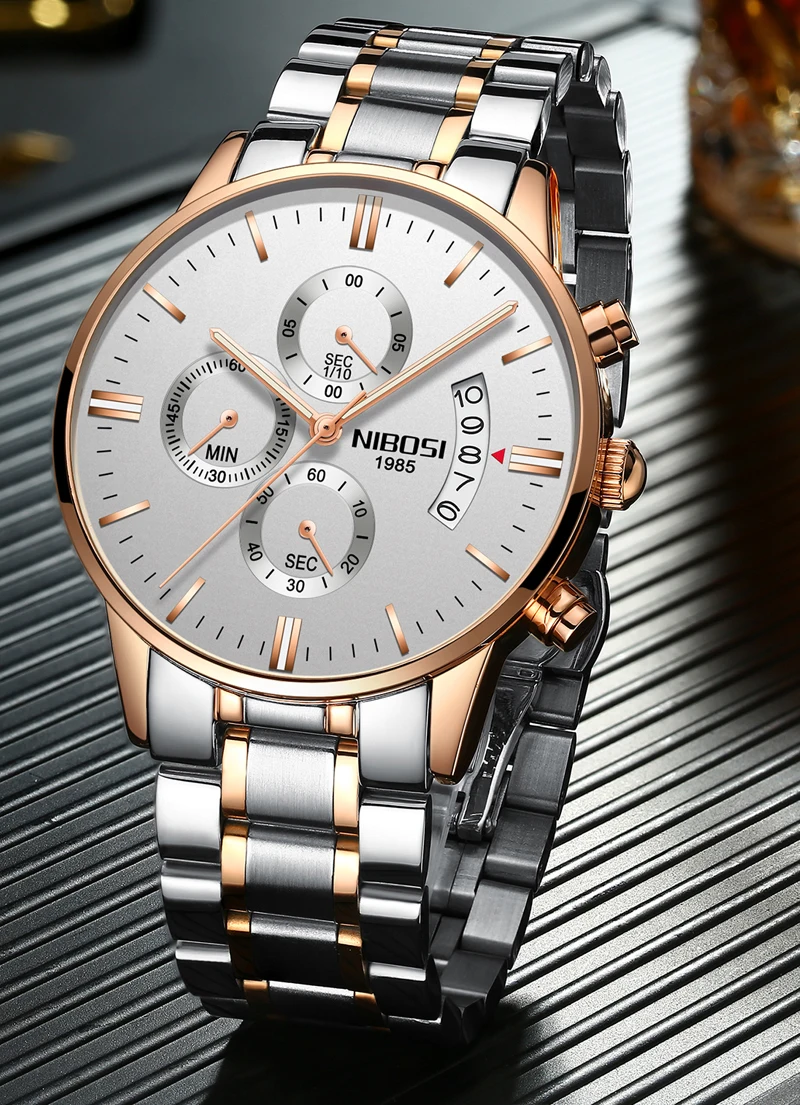NIBOSI Men Watch Chronograph Sport Mens Watches Top Brand Luxury Waterproof Full Steel Quartz Gold Clock Men Relogio Masculino (23)
