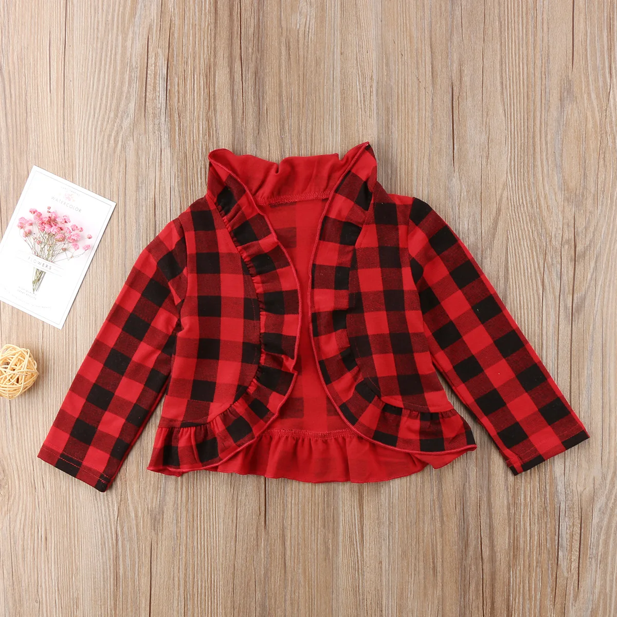 Baby Girls Kids Checked Ruffle Coat Outerwear Toddler Kids Jackets Tops