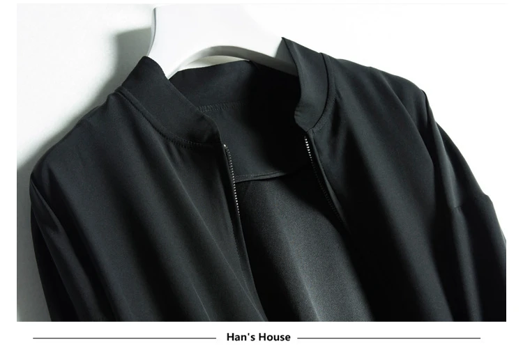 Шелковая куртка женская высококачественная ткань простой дизайн с длинными рукавами карманы 3 цвета Повседневная куртка-бомбер Новая мода