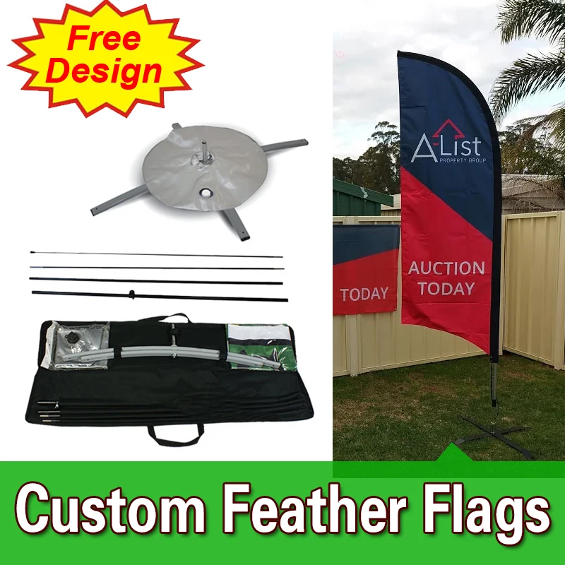Free Design Free Shipping Single Sided Feather Flags Banners Cross