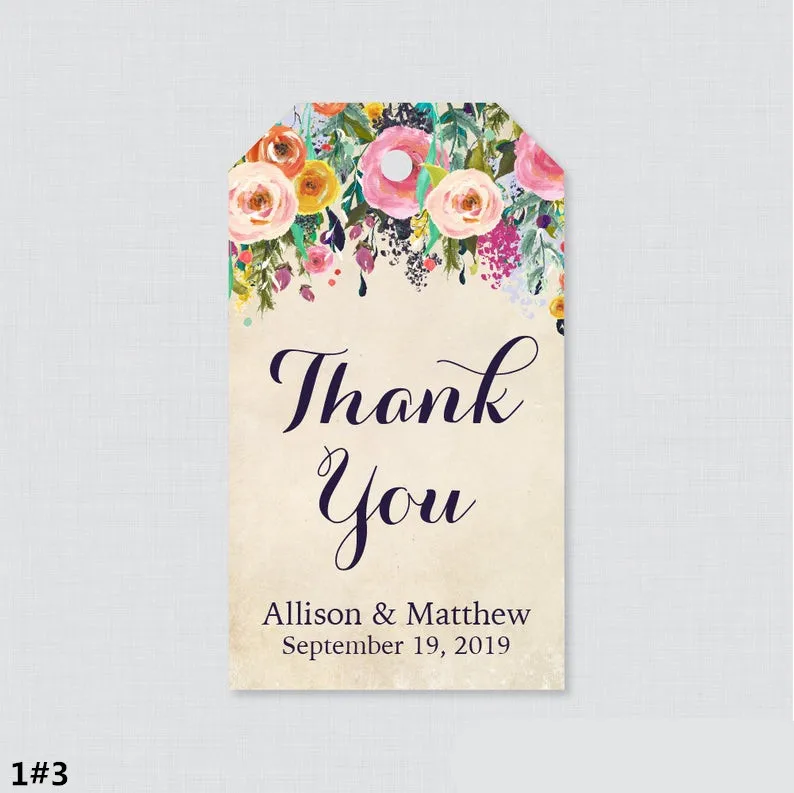 

120PCS Custom name Wedding Birthday Party Floral Favor Tags for Wedding Personalized Wedding Gift Tags Thank You Tag