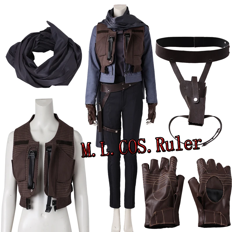 

Newest Rogue One:A Star Wars Story Jyn Erso Cosplay Costume Full Set Any Size Pants Vest Jacket Shirt Gloves Scarf Free Shipping