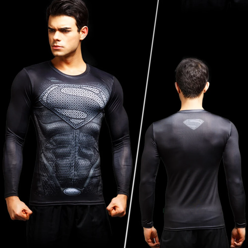 

MMATrunks Dry Fit Men Running T-shirt Superman Compression Shirt Gym Tshirt Bodybuilding Fitness Sport Super Hero Shirts Homme