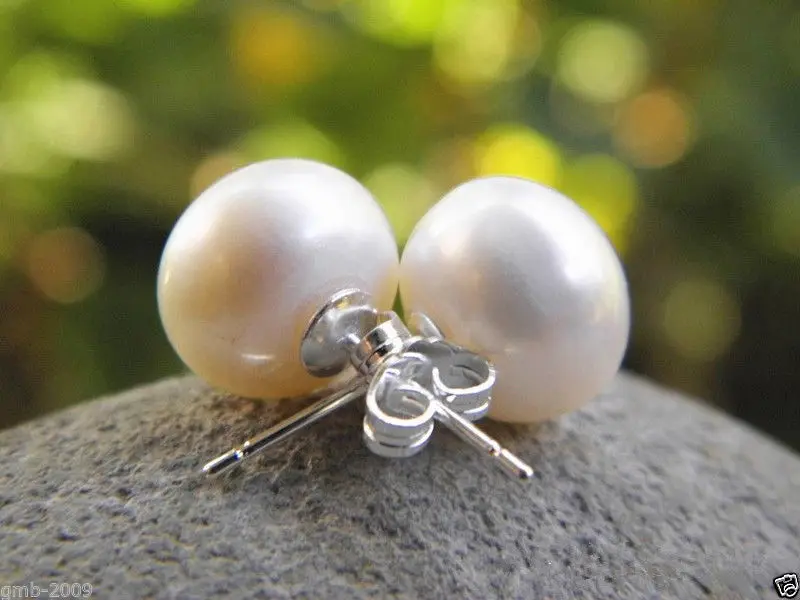 

Hot sell Noble- hot sell new - Free shipping Natural 11-12mm White Freshwater Pearl 925 Sterling Silver Stud Earrings Eardrop