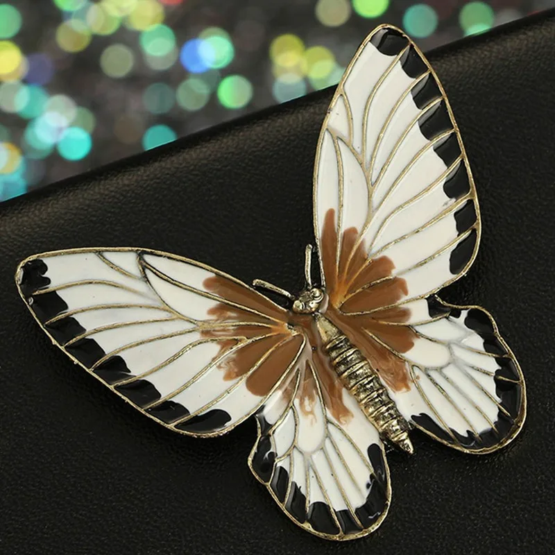 Vintage Big Butterfly Brooches for Women Fashion Enamel Pin Badge