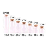 24pcs Dia 37mm 20ml/30ml/40ml/50ml/60ml/90ml Transparent Glass Spice Wishing Bottles Jars with Cork Stopper Wedding Favour Gift 1