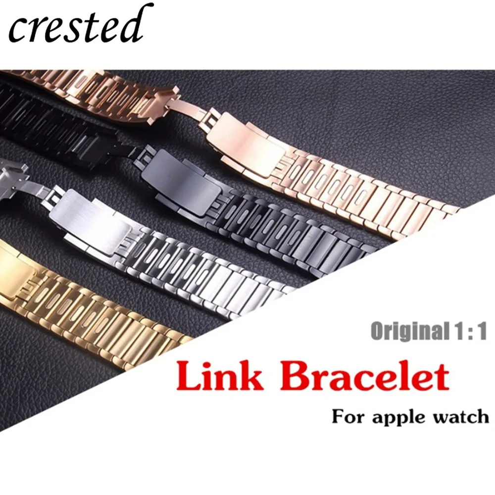 1:1 ремешок для Apple watch band link bracelet 42 мм 38 iWatch 4 44 40 оригинальный металлический из