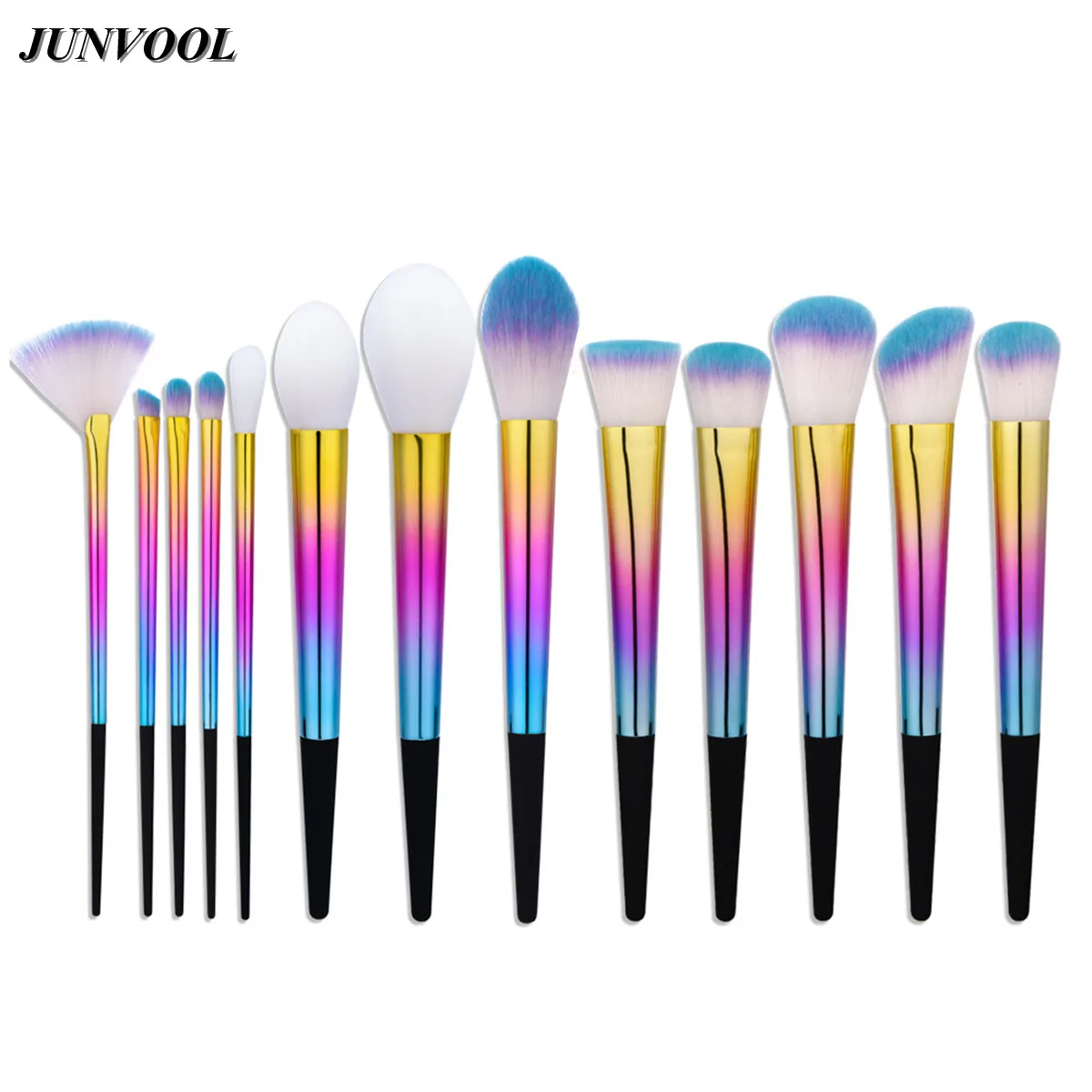 13Pcs Rainbow Makeup Brushes Set Kit Professional Foundation Eyeshadow Lip Fan Brush Tool Beauty
