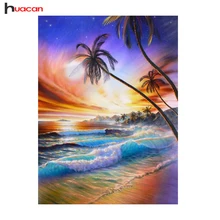 HUACAN Full Square Scenic Diamond Painting Cross Stitch Wall Art Decor DIY 5D Diamond Mosaic Waterfall Picture of Rhinestones