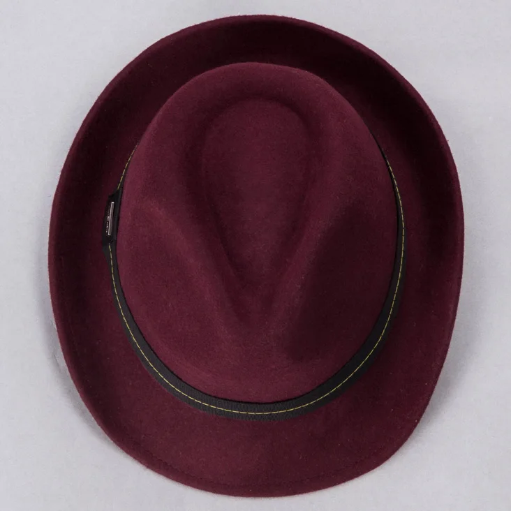 Зимнее шерстяное маленький рулон-вверх фетровые шляпки с полями для мужчин мягкая фетровая шляпа в джазовом стиле Шапки любителей Панама WMDW035 - Цвет: burgundy