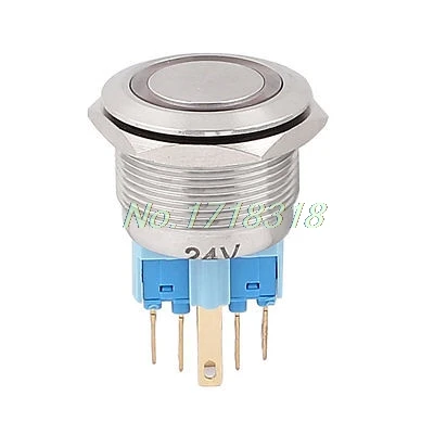 

24V 22mm Thread Dia Red LED Angle Eyes Momentary Metal Pushbutton Switch