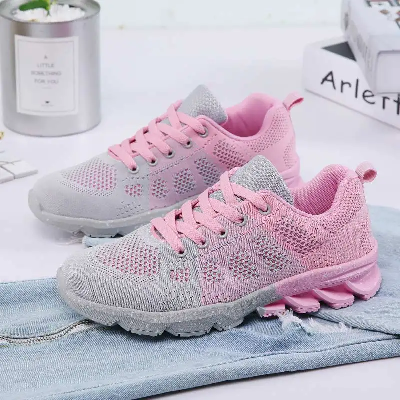 

Casual shoes woman 2019 new fashion lighted breathable mesh adult sneakers women shoes lace-up flat with women sneakers