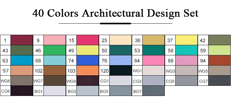 Touchthree, 30406080 цветов, двойная головка, художественные маркеры, ручка, маслянистая, алкогольная, эскиз, маркер, кисть, ручки, товары для рукоделия, для анимации, манга, рисование - Цвет: 40 Architectural Set