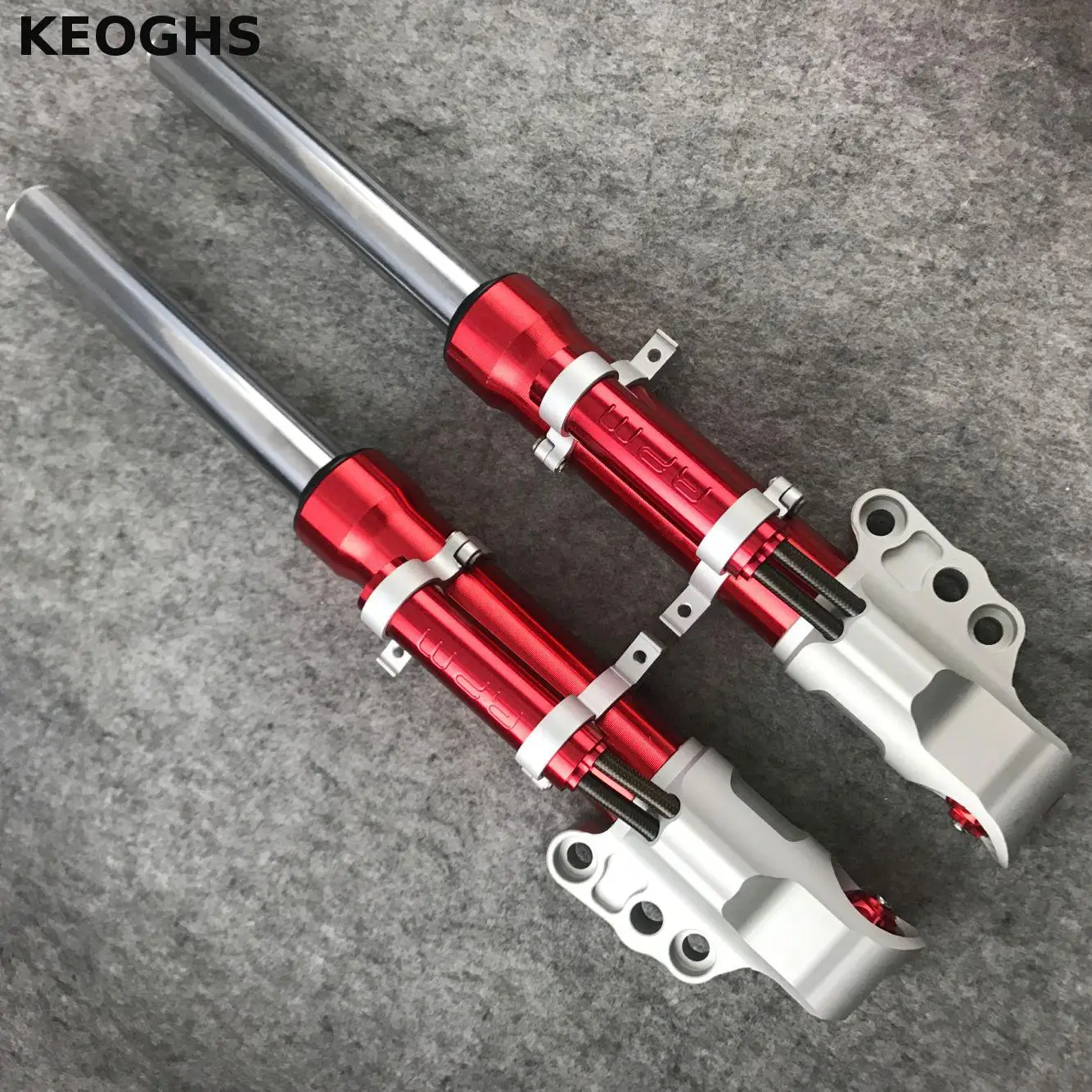 

Keoghs Motorcycle Front Shock Absorbers Suspension 30mm Mount/400mm Axle Hole To Top For Yamaha Scooter Modify