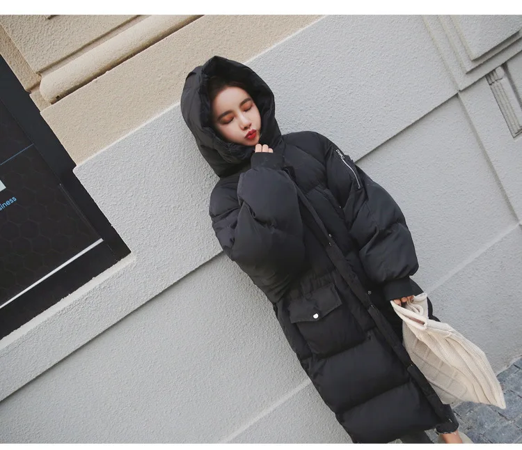 TVVOVVIN новая зимняя куртка с капюшоном больших размеров черного и белого цвета, женское теплое длинное хлопковое пальто, Jaqueta Feminina JH67 - Цвет: Black