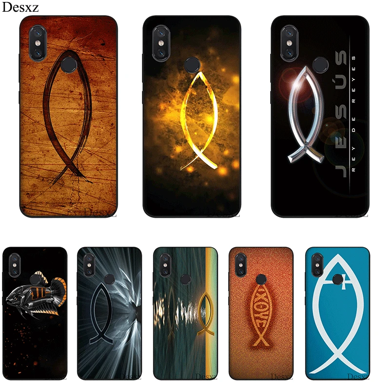 

Mobile Phone Case For Xiaomi Redmi 7 GO S2 4A 4X 5 5A 6 6A Pro Cover Jesus Christian Fish Logo Shell Bag