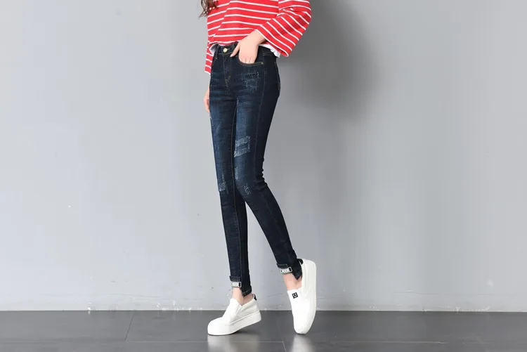 DONGDONGTA 2019 новые женские джинсы с высокой талией узкие брюки для женщин длиной до лодыжки на лето женские s джинсы однотонные джинсовые