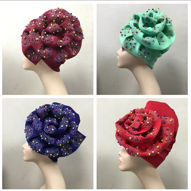2019 Новое поступление нигерийский головной убор gele aso oke Auto Gele с бисером красивый