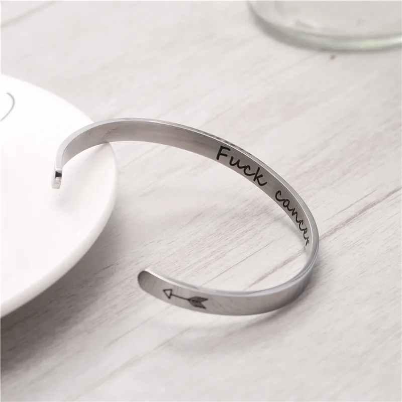 

Wide 6mm Cuff Trendy Keep Going Bracelets Titanium Encouragement Bangle For Men Jewelry
