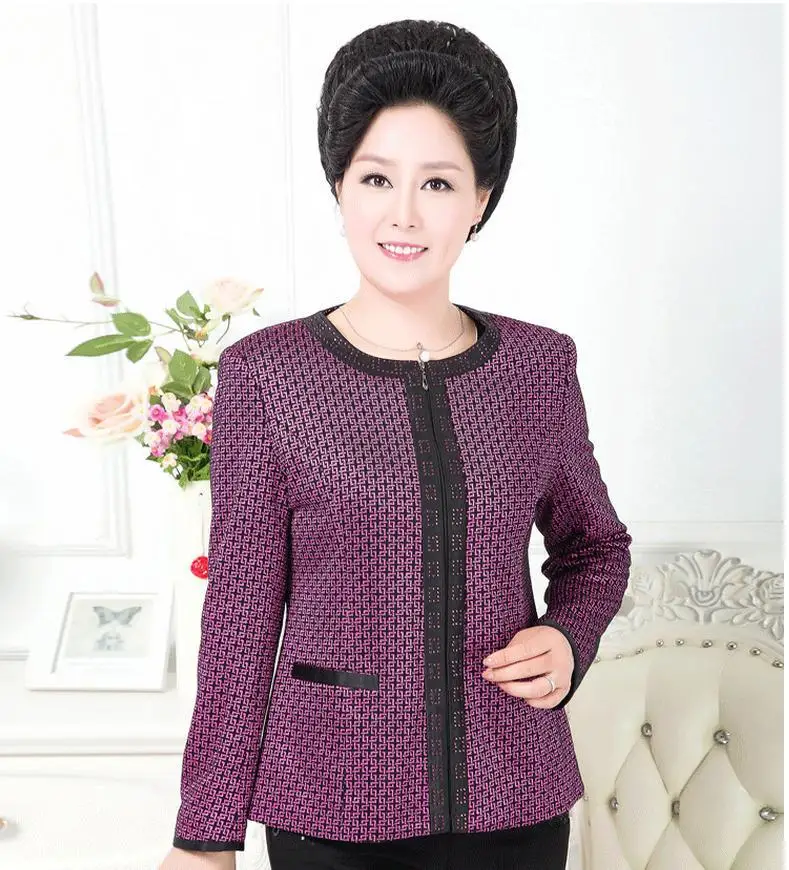 Cardigans Jackets Women Old Women's Autumn Elderly Fall Female New Fertilizer Increased Mother With Free Shipping Full O-neck | Женская