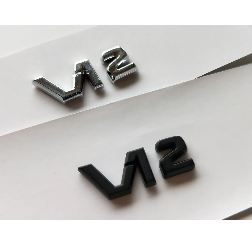 V12 Chrome Side Emblem Letters Badge Decal Letter Fit Benz S SL AMG US TT 