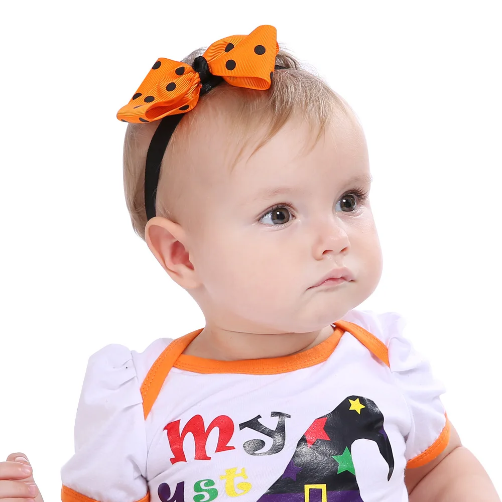 

1 Piece MAYA STEPAN Children Girls Dot Halloween Bow Tie Orange Head Hair Band Baby Newborn Hair Rope Headband Headwear Headwrap