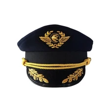Высококачественная Кепка, шлем летчика, темно-синяя кепка, Униформа, костюм, вечерние, косплей, для сцены, плоская Военная Кепка Для Взрослых мужчин
