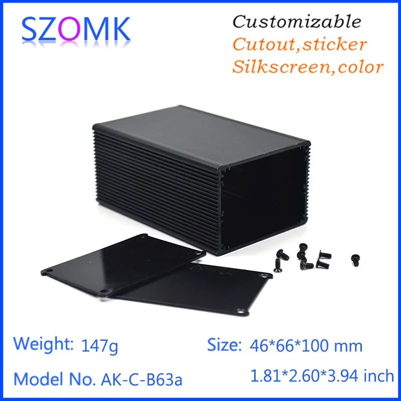 

1 piece, 46*66*100mm hot sales diy aluminum box electrical project box black aluminum extrusion enclosure control box