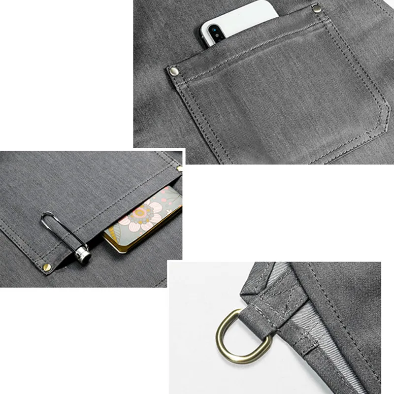 Split Leg Black Gray Denim Crossback Cotton Straps E24-8