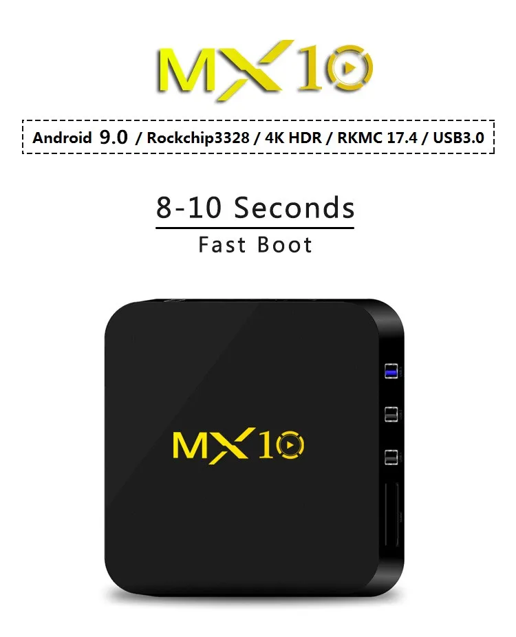 MX10 Android tv Box RK3328 4K tv Box Android 8,1/9,0 USB3.0 4 ГБ 32 ГБ 64 Гб Miracast WiFi HD медиаплеер для Smart tv PK T9