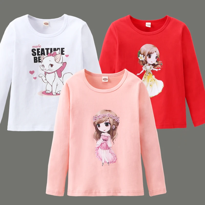 18 Long Sleeve Children T Shirts Girls T Shirt Kids Brand Cotton Kids T Shirt For Girls Children Baby Clothing White Red Pink Tees Aliexpress