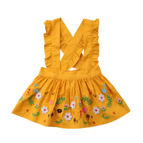 

Summer Casual Princess Toddler Baby Girls Floral Strap Suspender Skirt Overalls Outfit Clothes
