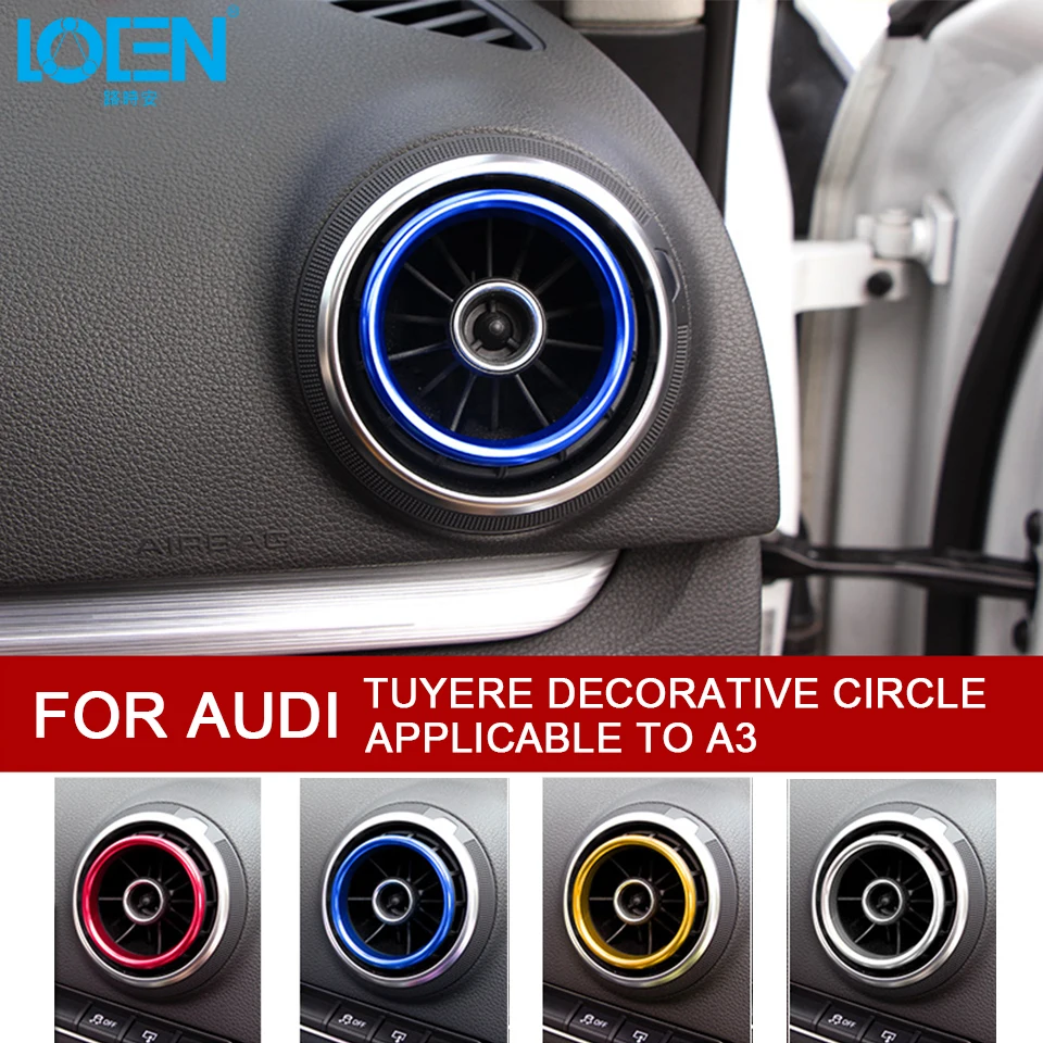 

4Pcs/Set New Styling Car Air Conditioning Vent Outlet Circle Ring Stickers Trim Cars Interior Decal For Audi A3 Silver Gold Red