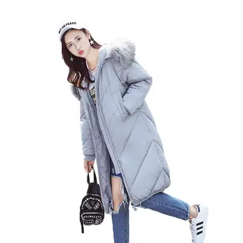 

Oversized Coats Women's Down Cotton Jacket Female Parka Hooded Fur Collar Long Parkas Winter Jacket Women Zipper Maxi Coat C3661