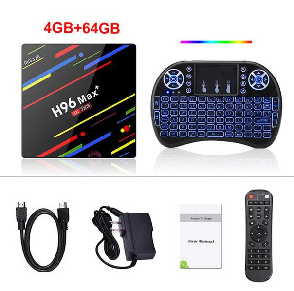 KuWFi телеприставка Android 8,1 Smart tv box 4 Гб Ram 32 ГБ/64 ГБ Rom Rockchip RK3328 4K H.265 USB3.0 2,4 Ghz WiFi IP tv set top Box - Цвет: 4G64G and backlit i8