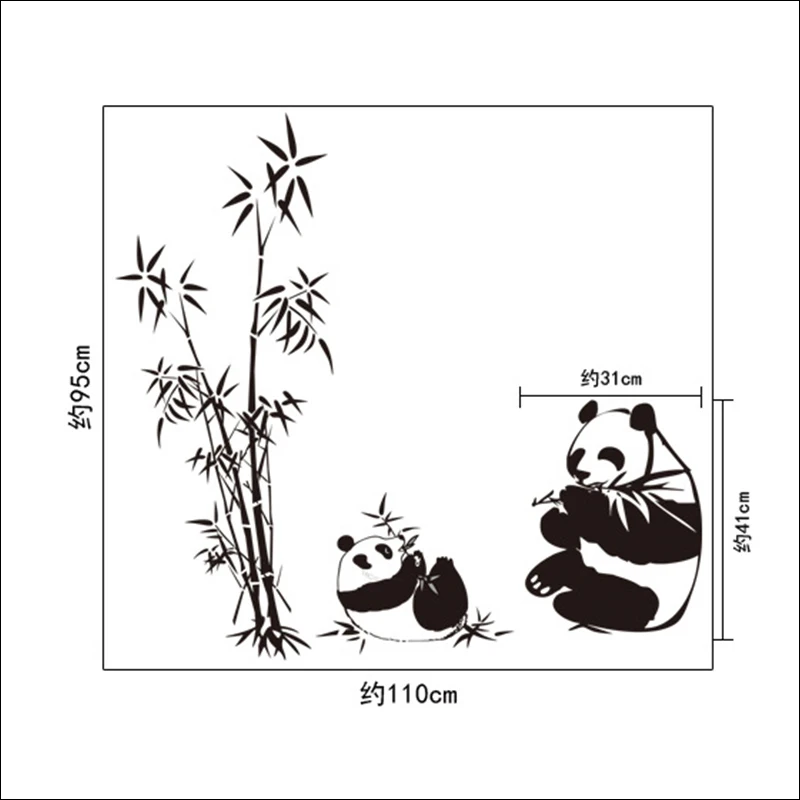 Панда с наклейка «бамбук» на стену для домашнего декора гостиной спальни украшения аксессуары Фреска ПВХ