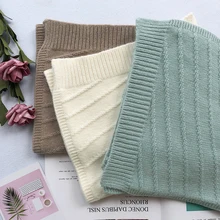 Новое поступление, модный Удобный мягкий детский шарф, толстый теплый однотонный милый простой милый вязаный шарф высокого качества