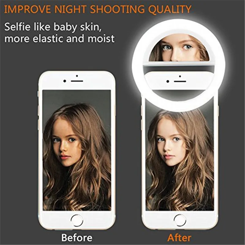 USB charge LED Selfie Ring Light for Iphone Supplementary Lighting