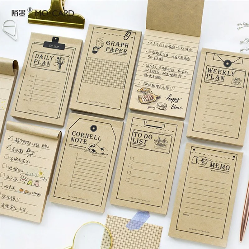 

JUKUAI Vintage Kraft Paper Weekly Plan Notebook Diary Book Material Escolar Memo Notepad Kawaii Stationery School Supplies 8034