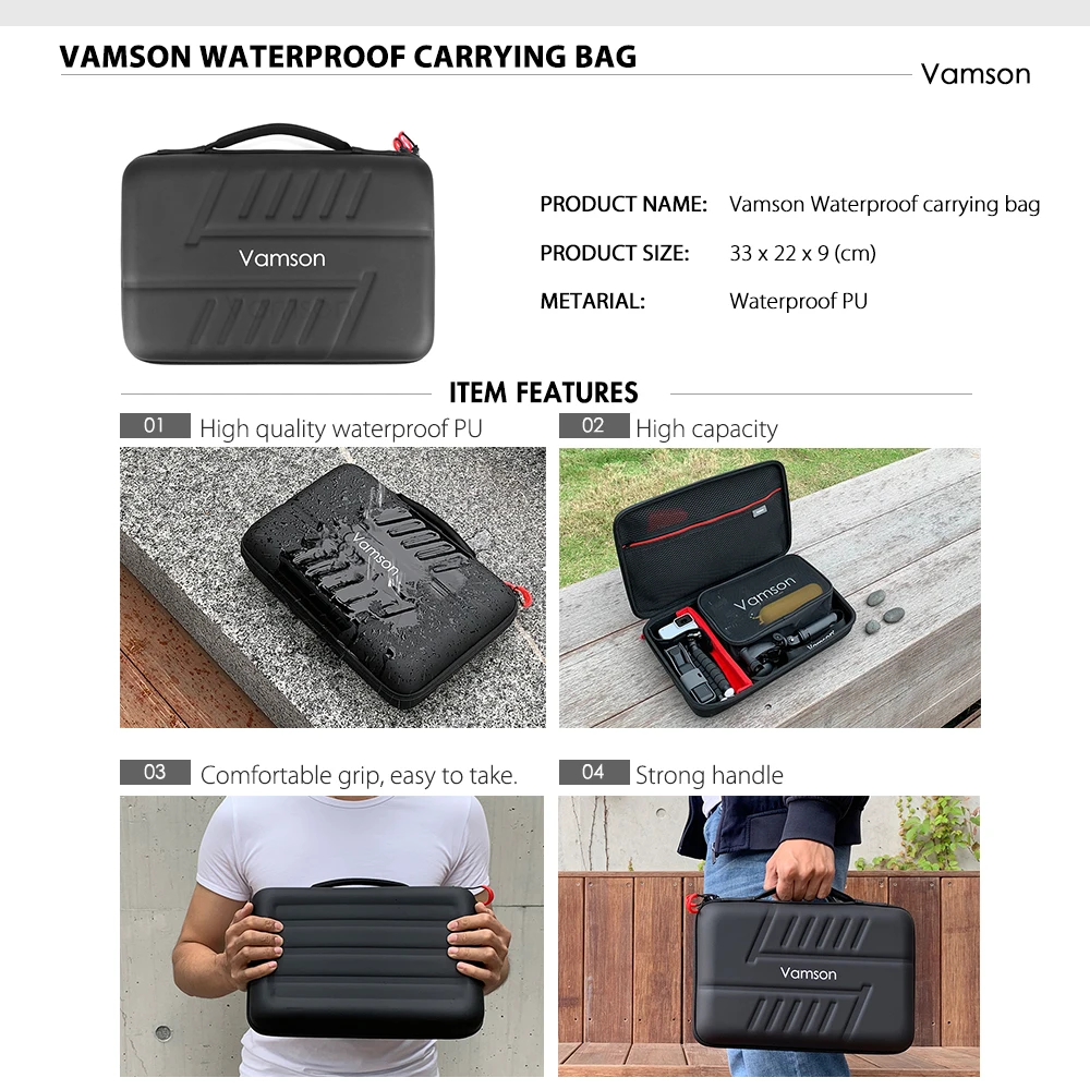 Juego de accesorios Vamson para Gopro hero 7 6 5 4 3 para cámara de acción DJI OSMO para xiaomi funda para yi EVA VS83 - 4