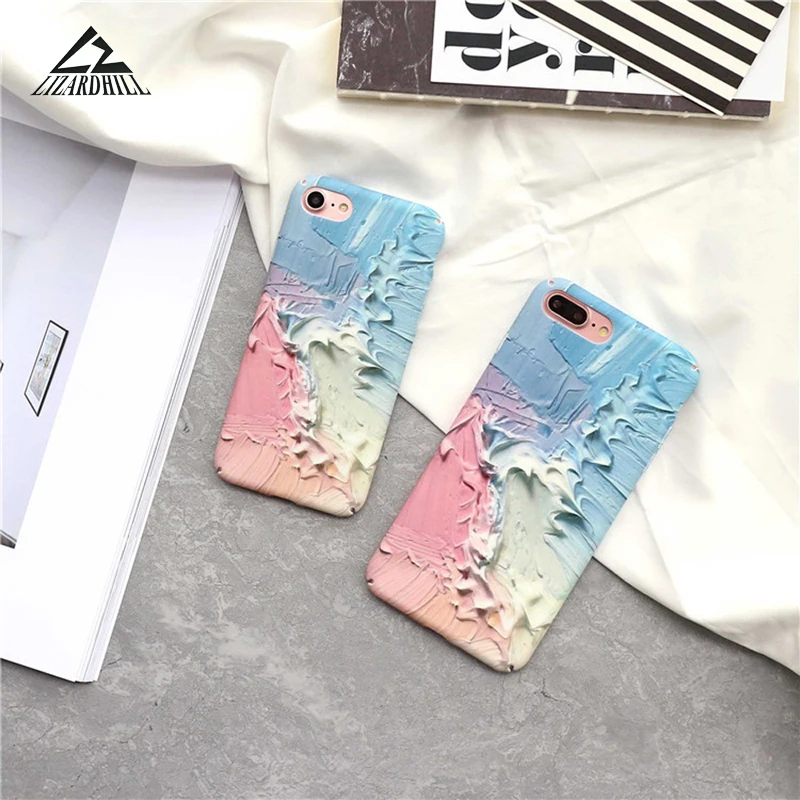Lizardhill Pink Blue phone cases For iPhone 7 Case hard pc back Covers Apple 6 6S 8 Coque fundas for iphone X 10 |