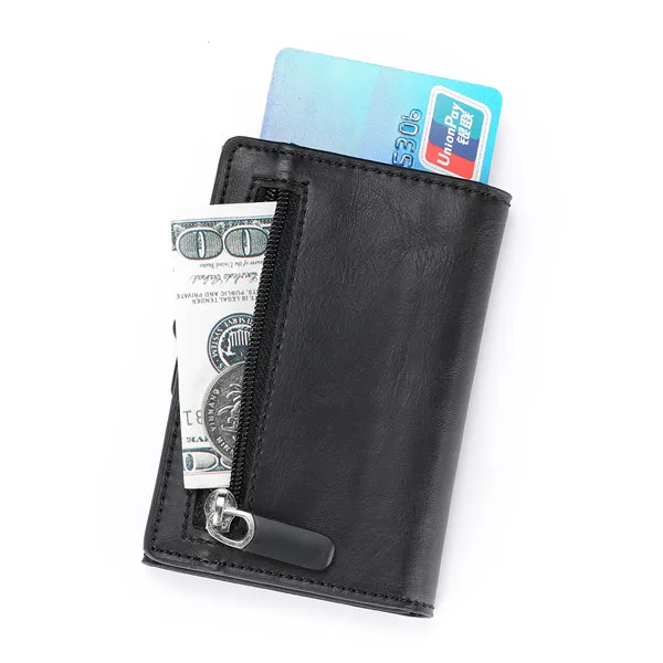 BISI GORO New Arrival PU Leather Card Case RFID Coin Purse RFID Carbon Fiber Wallet Single Box Smart Credit Card Holder