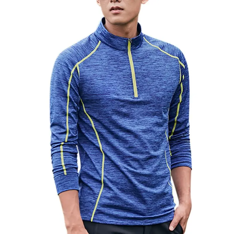 Мужские трико для спортзала, Спортивная футболка для фитнеса, Женский Быстросохнущий тренировочный свитер для бега - Цвет: Синий
