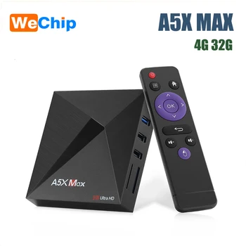 

A5X MAX Smart Android 9.0 TV Box 4K 1080P HD TV Box RK3318 Quad-Core Media Player Support 2.4G WiFi Wireless100M LAN Set-top Box