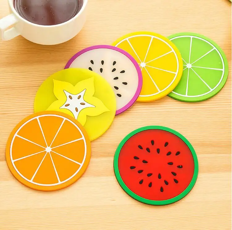 2 Piece Lytwtw's Silicone Fruit Cup table Mat Insulated Pad Coaster