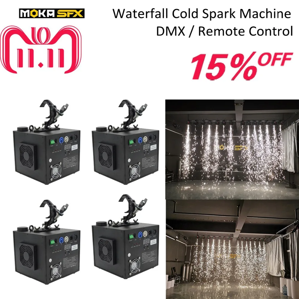 

4pcs Waterfall Cold Spark Fireworks Machines Stage Effect DMX Wireless Remote Control for Wedding Nightclub Stage Party