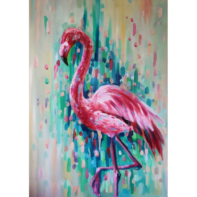 high quality Hand Painted animal Abstract Flamingo bird Oil Painting Canvas Home Decor Wall Living Room
