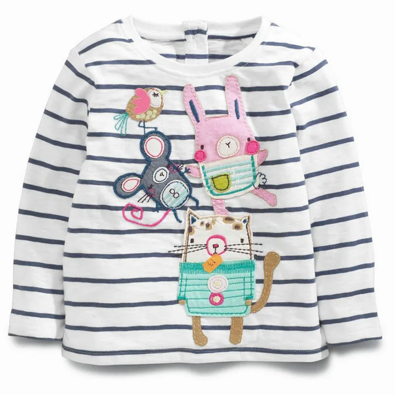 Jumpingbaby/ г. Футболка для девочек Одежда для маленьких девочек Детские футболки с длинными рукавами хлопковая Футболка Camiseta roupas infantis menina Rabbit